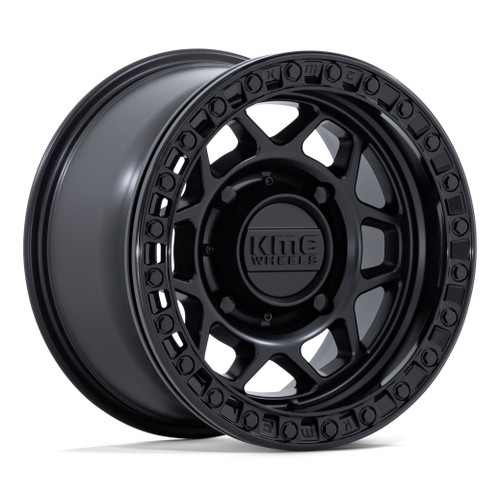 Set 4 15" KMC KS241 Torx Beadlock Matte Black Gloss Black Ring 15x8 5x4.5 0mm Rims