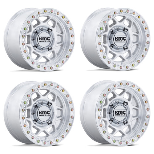 Set 4 15" KMC Powersports KS241 Torx Beadlock Machined 15x7 Wheels 6x5.5 38mm Rims