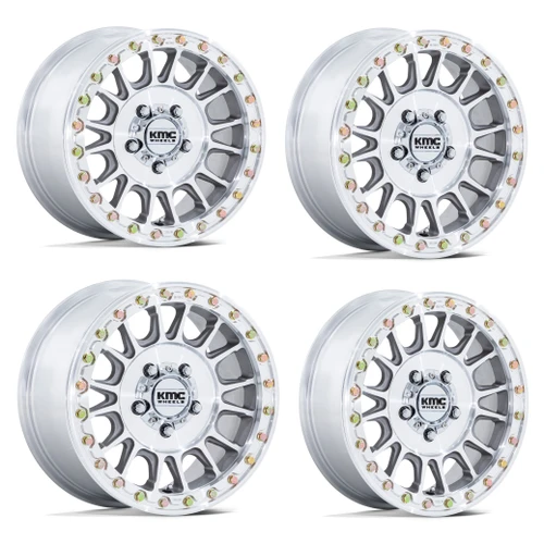 Set 4 15" KMC Powersports KS239 Impact UTV Beadlock Machined 15x10 5x4.5 0mm Rims