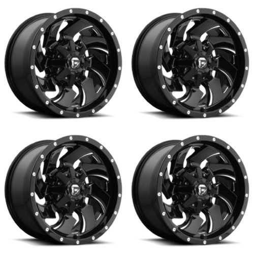 Set 4 22" Fuel D574 Cleaver 22x10 6x135 6x5.5 Black Milled -18mm Lifted Wheels
