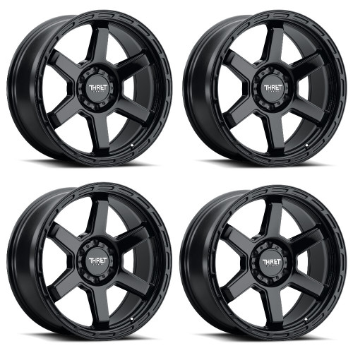 Set 4 17" Thret Offroad 703 Thunder Gloss Black 17x9 Wheels 5x5 (5x127) 0mm Rims