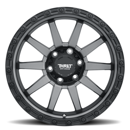 20" Thret Offroad 706 Freeze Satin Grey Matte Black Lip 20x9 Wheel 8x6.5 0mm Rim Truck Wheels