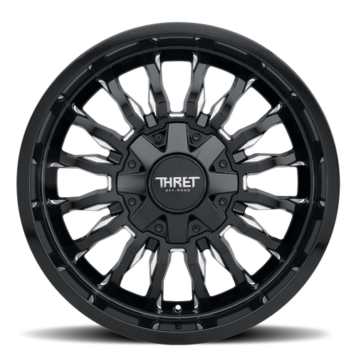 18" Thret Offroad 808 Gamma Gloss Black Milled 18x9 Wheel 8x6.5 8x170 0mm Rim