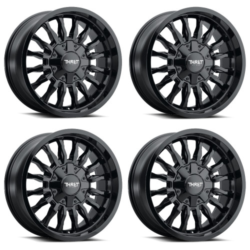 Set 4 20" Thret Offroad 808 Gamma Gloss Black 20x9 Wheels 6x135 6x5.5 -12mm Rims Lifted Truck SUV Wheels