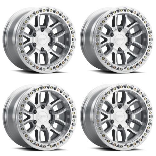 Set 4 17" Thret Offroad 602 Maze Full Machined Beadlock Ring 17x9 5x5 -14mm Rims Lifted Truck Wheels