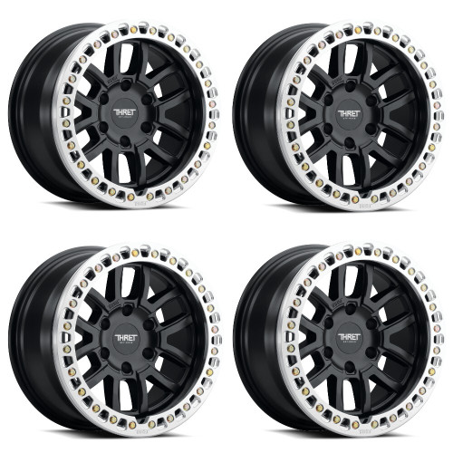 Set 4 17" Thret Offroad 602 Maze Black Machined Beadlock Ring 17x9 6x135 -14mm Rims
