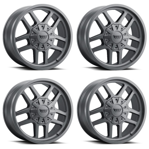 Set 4 20" Thret Offroad 809 Radar Satin Grey Milled 20x10 Wheels 8x180 -21mm Rims Lifted Truck Wheels