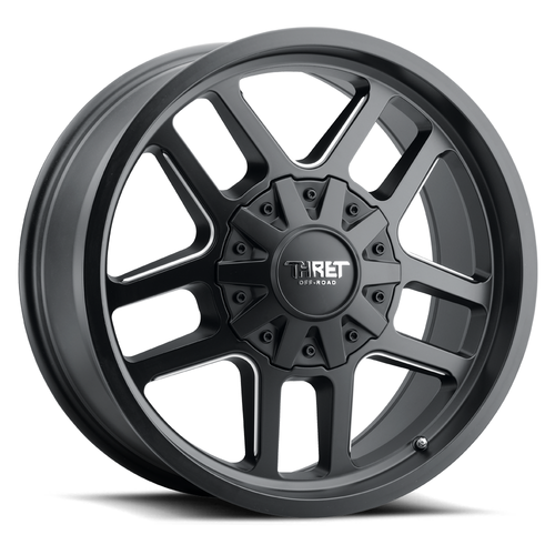 Set 4 20" Thret Offroad 809 Radar Satin Black Milled 20x10 Wheels 5x5 5x5.5 0mm Rims