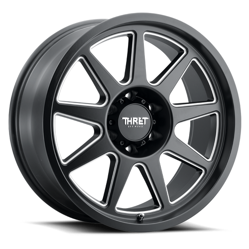 18" Thret Offroad 705 Flood Satin Black Milled 18x9 Wheel 8x170 18mm Truck Rim