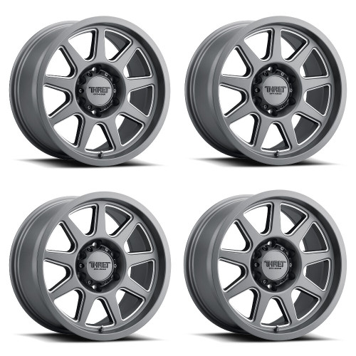 Set 4 20" Thret Offroad 705 Flood Satin Grey Milled 20x9 Wheels 8x170 0mm Rims