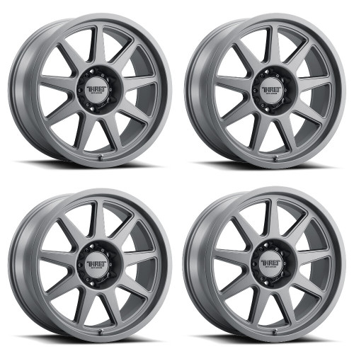 Set 4 17" Thret Offroad 705 Flood Satin Grey 17x9 Wheels 8x170 18mm Truck Rims