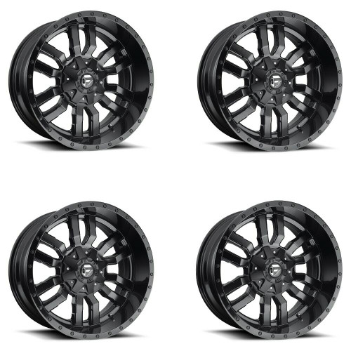 Set 4 20" Fuel D596 Sledge 20x9 8x170 Matte Black Gloss Black Lip Wheels 1mm Rim