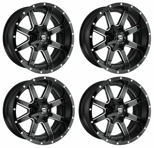Set 4 Fuel D610 Maverick 18x9 8x6.5 Gloss Black Milled Wheels 18" 20mm Rims