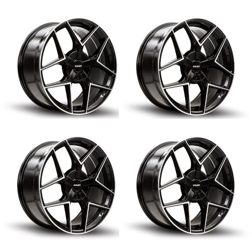 Set 4 16" Kalon 201 Falcon Black Machined Face 16x7 Wheels 5x100 5x4.5 38mm Rims