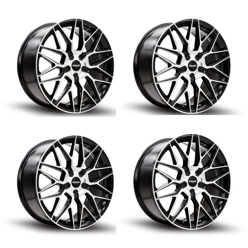 Set 4 17" Kalon 203 Blitz Black Machined Face 17x7.5 Wheels 4x100 4x114.3 42mm Rims