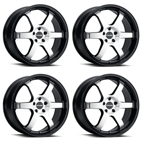 Set 4 18" Kalon 106 Suzuka Gloss Black Machined Face 18x8 Wheels 5x112 38mm Rims