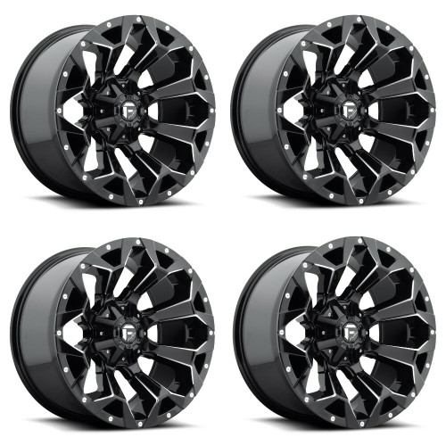 Set 4 20" Fuel D576 Assault 20x9 8x6.5 Gloss Black Milled Wheels 20mm Truck Rims