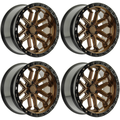 Set 4 20" Arena A125 Jackal Smoked Bronze Gloss Black Lip 20x10 6x5.5 -18mm Rims Lifted Offroad Truck SUV Wheels