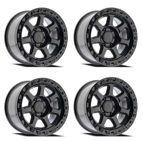 Set 4 17" Arena A123 Throttle Gloss Black 17x9 Wheels 6x135 0mm Truck SUV Rims
