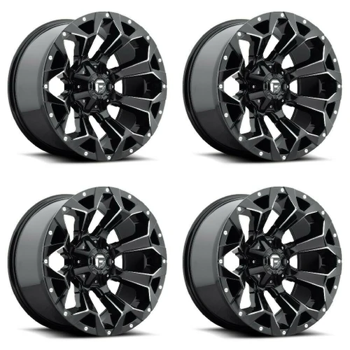 Set 4 18" Fuel D576 Assault 18x9 5x4.5 5x5 -12mm Gloss Black Milled Wheels Rims Lifted Offroad Truck SUV