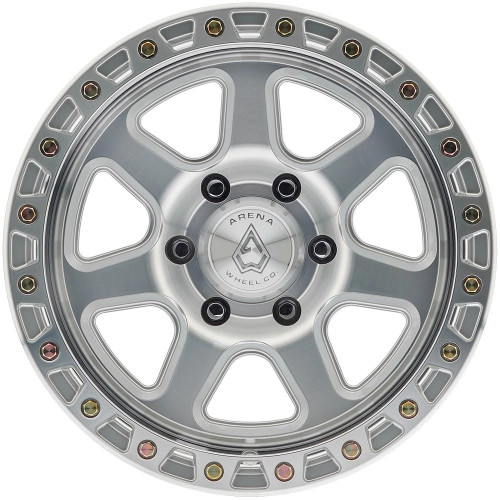 17" Arena A123 Throttle Gloss Silver Machined 17x9 Wheel 5x5 (5x127) -12mm Rim
