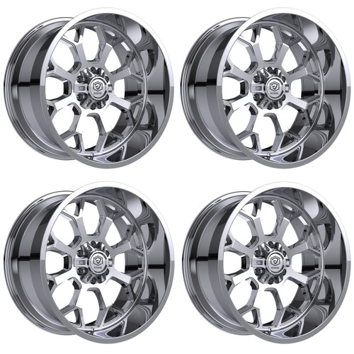 Set 4 22" Edge Off Road 301C Chrome Plated Wheels 22x12 5x5 5x5.5 -44mm Rims