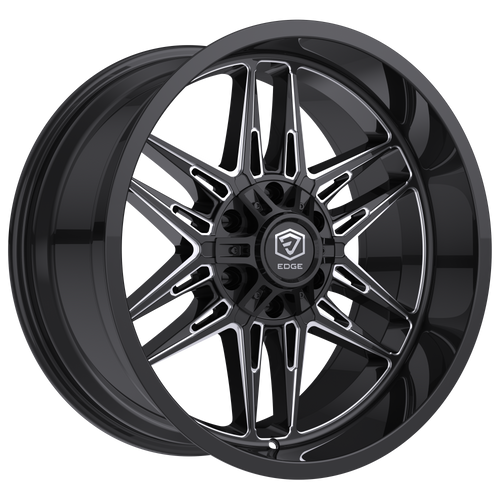 22" Edge Off Road 303BM Gloss Black Milled Accents Wheel 22x12 6x135 6x5.5 -44mm Lifted Truck SUV Rim