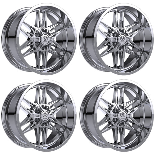 Set 4 20" Edge Off Road 303C Chrome Plated Wheels 20x9 6x135 6x5.5 0mm Rims