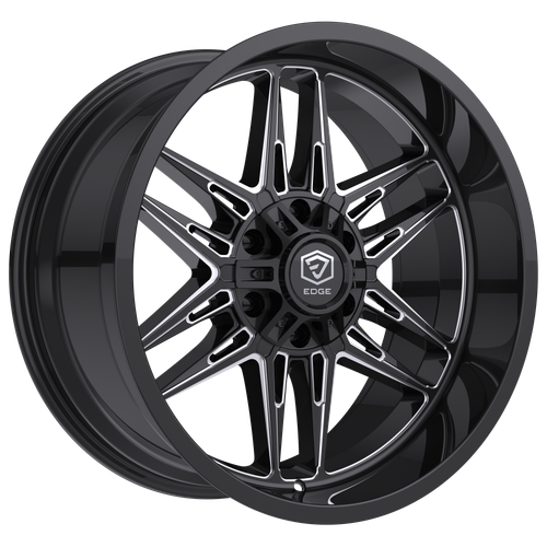 20" Edge Off Road 303BM Gloss Black Milled Accents Wheel 20x10 5x5 5x5.5 -19mm Rim