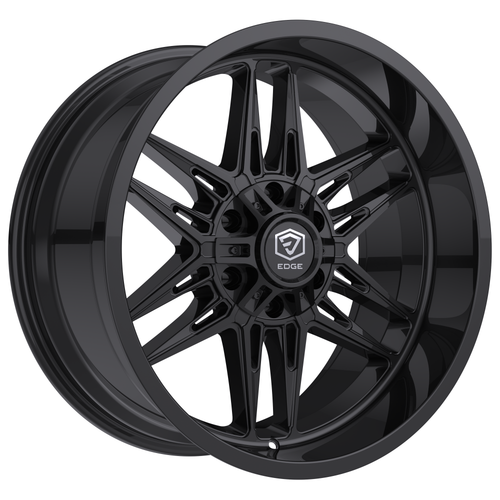 20" Edge Off Road 303B Gloss Black Wheel 20x10 5x5 5x5.5 -19mm Lifted Truck Rim