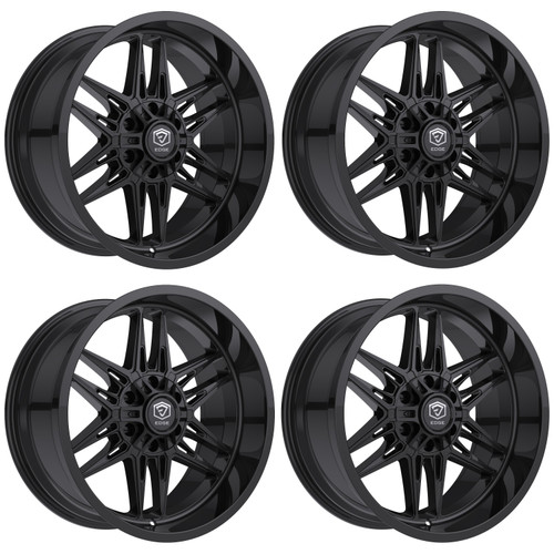 Set 4 20" Edge Off Road 303B Gloss Black Wheels 20x10 5x5 5x5.5 -19mm Truck Rims
