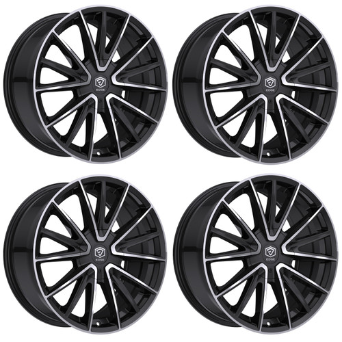 Set 4 20" Edge Street 353MB Black Machined Face 20x8.5 5x112 5x4.5 40mm Wheels