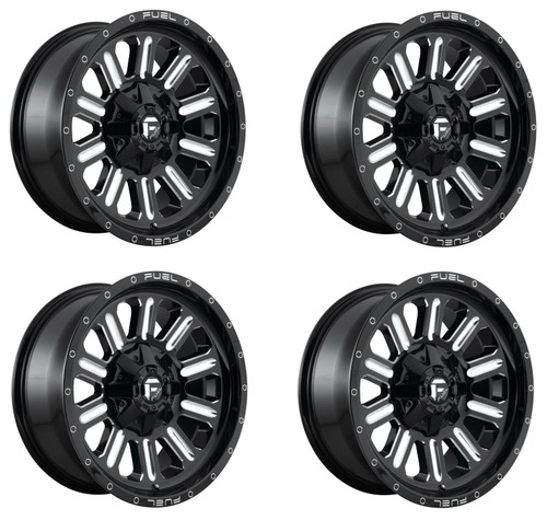 Set 4 20" Fuel D620 Hardline 20x9 6x135 6x5.5 2mm Wheels Gloss Black Milled Rims