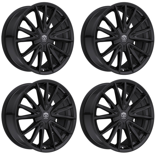 Set 4 17" Edge Street 353B Gloss Black Wheels 17x7.5 5x100 5x4.5 (5x114.3) 40mm Rims
