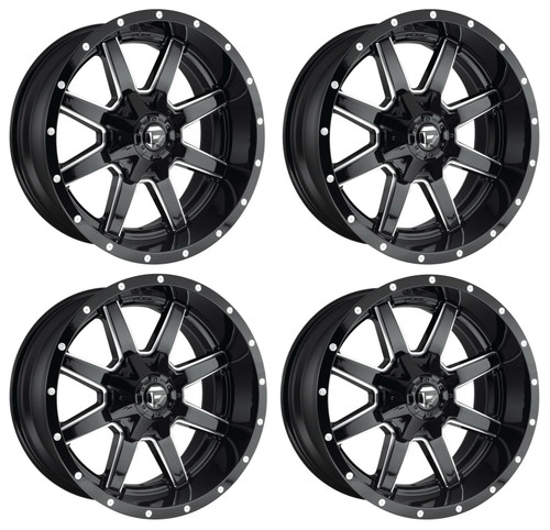 Set 4 Fuel D610 Maverick 22x10 8x6.5 Gloss Black Milled Wheels 22" -24mm