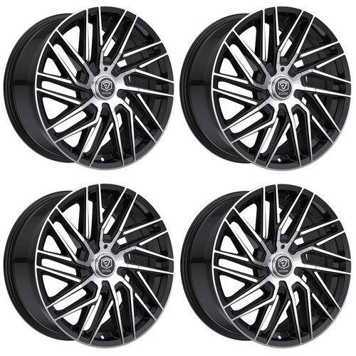 Set 4 18" Edge Street 355MB Gloss Black Machined Wheels 18x8 5x4.25 5x4.5 40mm Rims