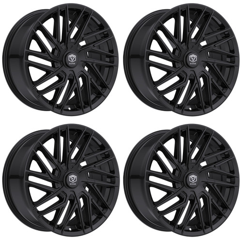 Set 4 20" Edge Street 355B Gloss Black Wheels 20x8.5 5x112 5x4.5 (5x114.3) 40mm Rims