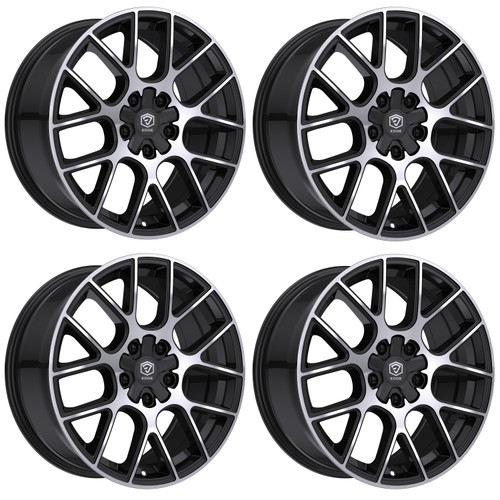 Set 4 20" Edge Street 356MB Gloss Black Machined Wheels 20x8.5 5x4.25 5x4.5 40mm Rims