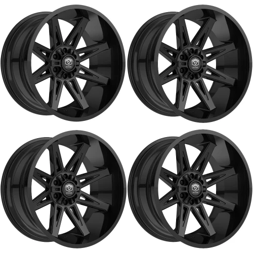 Set 4 22" Edge Off Road 304B Gloss Black Wheels 22x12 5x5 5x5.5 -44mm Truck Rims