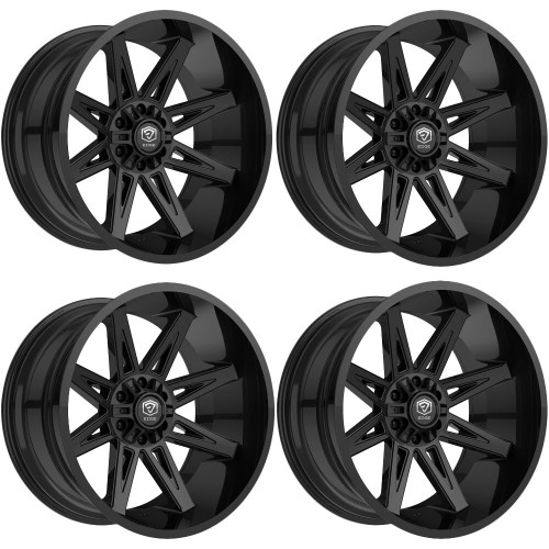 Set 4 20" Edge Off Road 304B Gloss Black Wheels 20x9 6x135 6x5.5 18mm Truck Rims