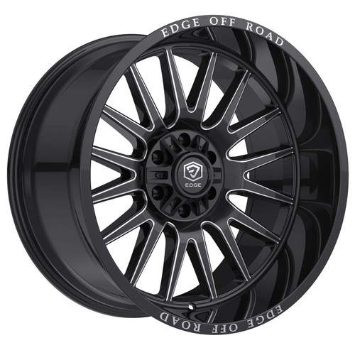 22" Edge Off Road 305BM Gloss Black Milled Accents Wheel 22x10 8x180 -19mm Rim