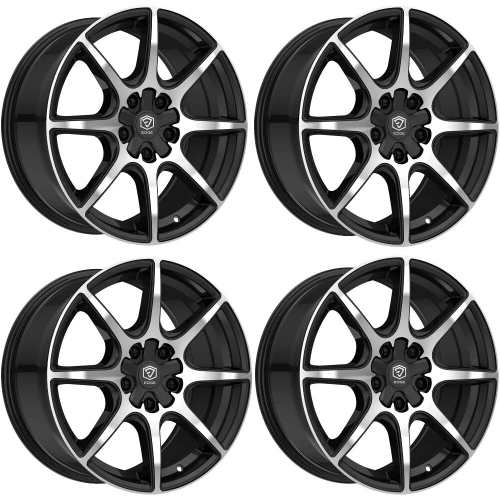 Set 4 18" Edge Street 357MB 18x8 5x100 5x4.5 40mm Gloss Black Machined Wheels