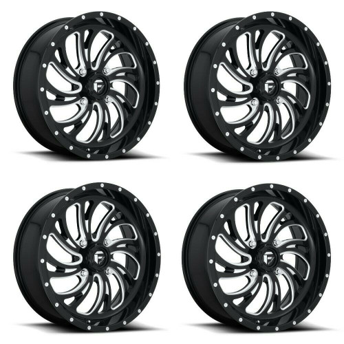 Set 4 Fuel UTV D641 Kompressor 22x7 4x137 Gloss Black Milled Wheels 22" 13mm