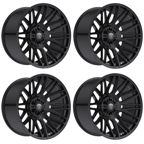 Set 4 22" Edge Off Road 306B 22x10 5x5 5x5.5 -19mm Gloss Black Wheels Truck Rims