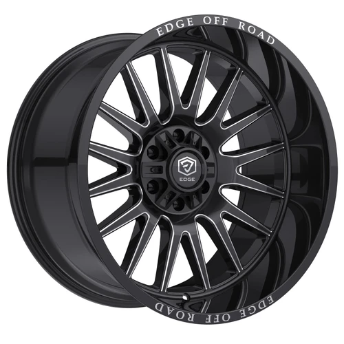 Set 4 20" Edge Off Road 305BM 20x9 8x180 0mm Gloss Black Milled Wheels Truck Rims