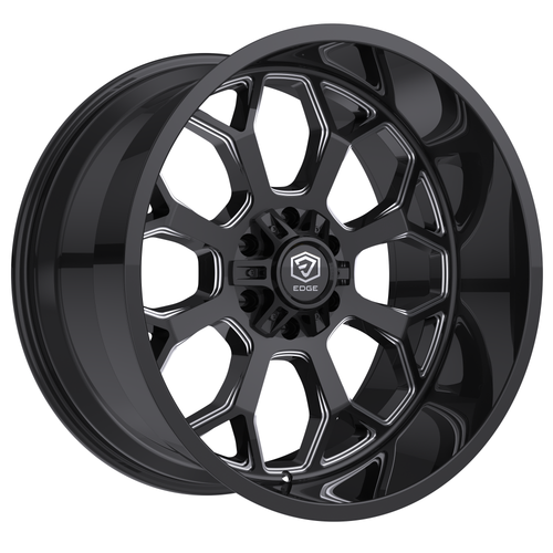 20" Edge Off Road 301BM 20x10 5x5 5x5.5 -19mm Gloss Black Milled Accents  Wheel