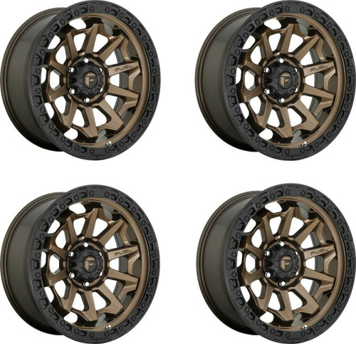 Set 4 17" Fuel D696 Covert 17x9 6x5.5 -12mm Wheels Bronze Black Bead Ring Rims