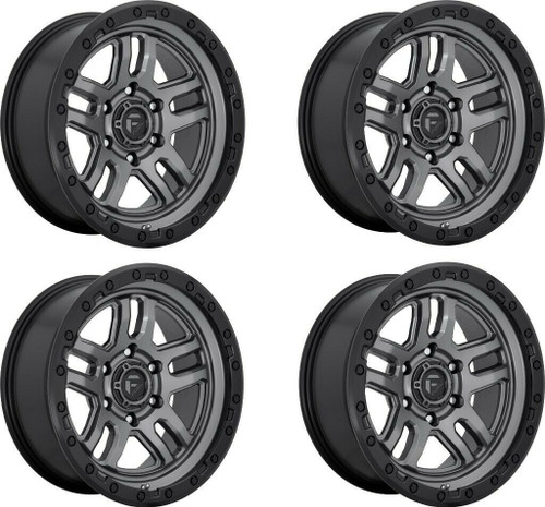 Set 4 17" Fuel D701 Ammo 17x9 5x5 Matte Gunmetal Black Bead Ring Wheels 1mm Rim