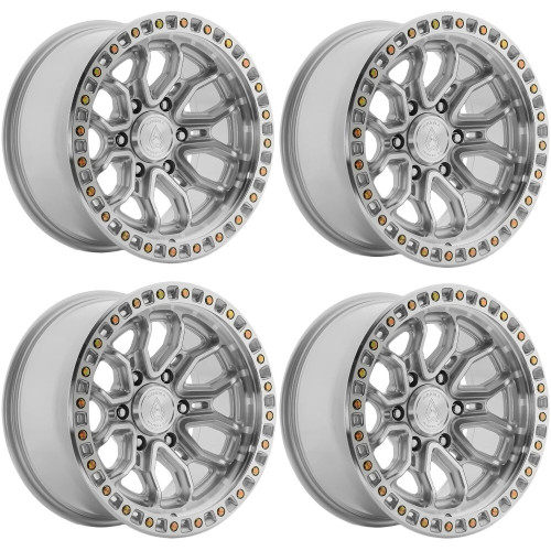 Set 4 17" Arena A120 Terra 17x9 6x135 0mm Wheels Gloss Silver Machined Truck Rim