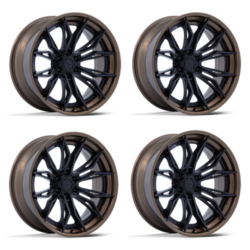 Set 4 22" Fuel FC404 Mutiny 22x10 8x6.5 0mm Matte Black W Gloss Bronze Lip Rims Offroad Truck Wheels